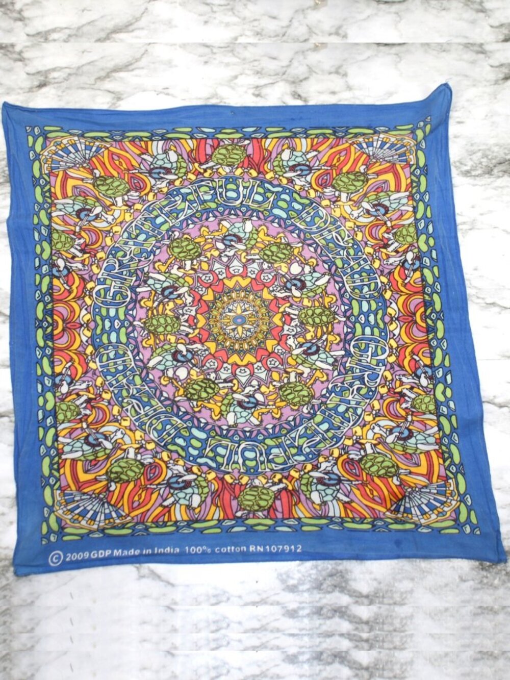 GRATEFUL DEAD Bandana 2009 Terrapin Dance Psychedelic Mandala Square Colorful